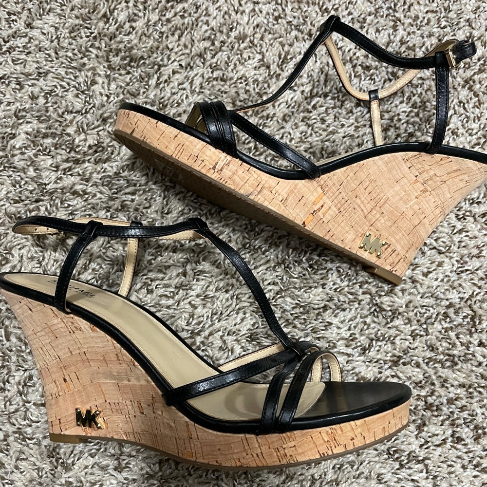 Lightly worn MK wedge black sandals